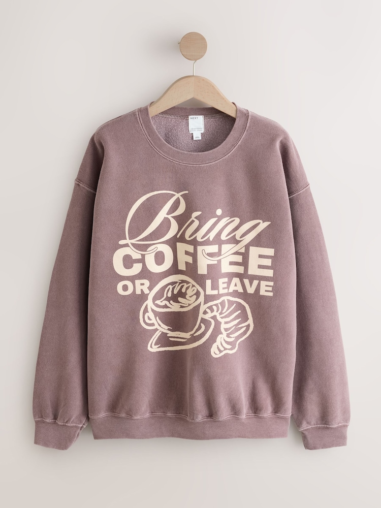 Brown Coffee Slogan Sweatshirt - Image 1 of 3