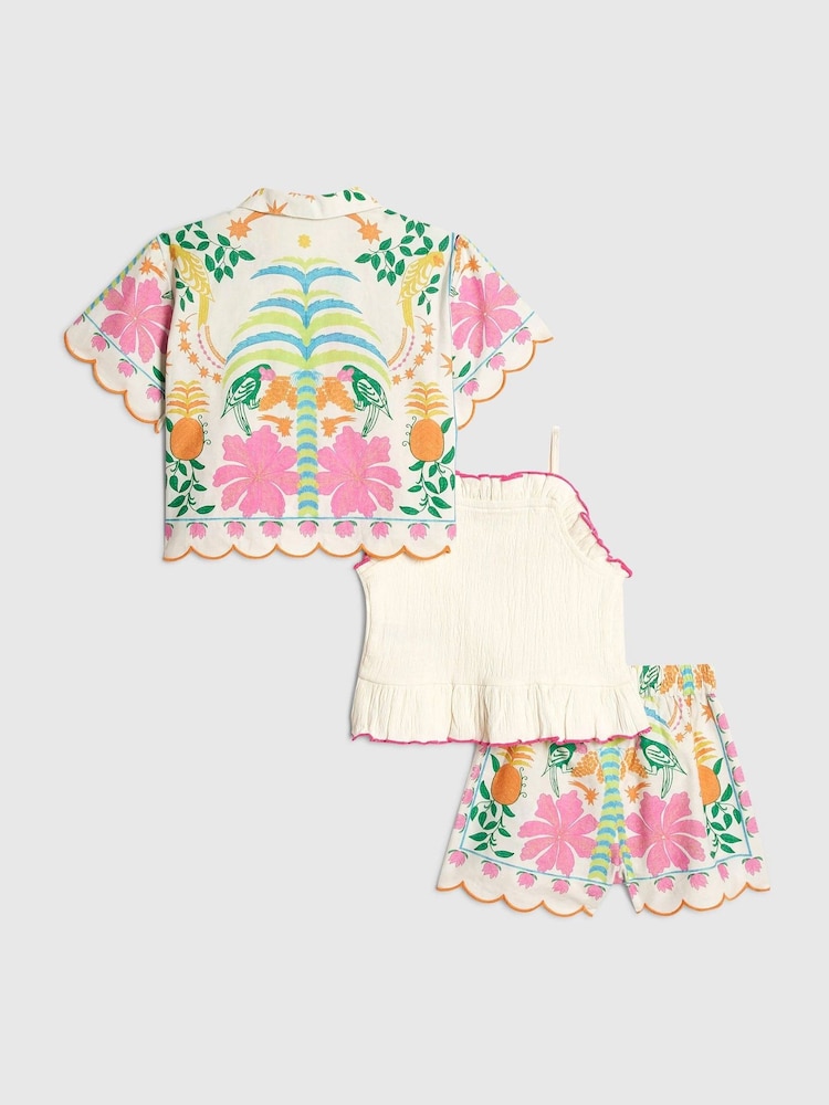 River Island Pink Palm Parrot Shirt & Shorts 3 Piece Set - Image 2 of 5 River Island Pink Palm Parrot Shirt & Shorts 3 Piece Set - Image 2 of 5