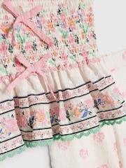 River Island Cream Cabbages & Roses Smock Frill Top & Trousers Set - Image 4 of 5