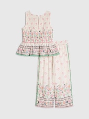 River Island Cream Cabbages & Roses Smock Frill Top & Trousers Set - Image 5 of 5