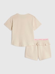 River Island Cream Iconic Vibes T-Shirt & Runner Shorts Set - Image 2 of 5
