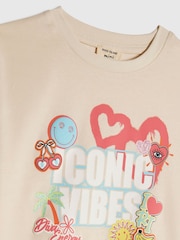 River Island Cream Iconic Vibes T-Shirt & Runner Shorts Set - Image 5 of 5