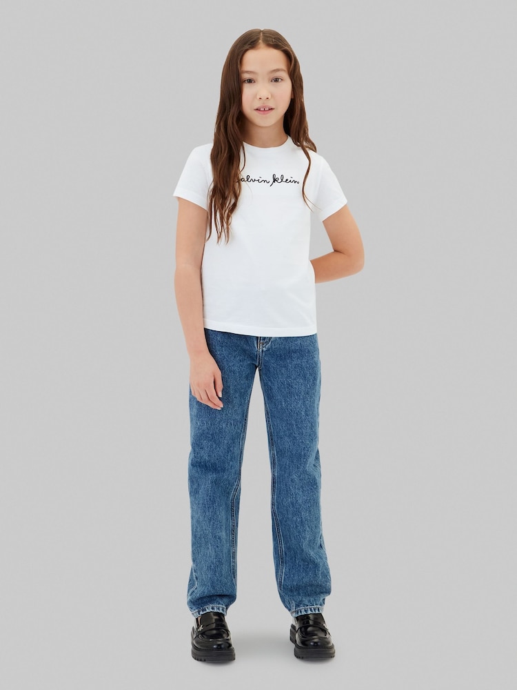 Calvin Klein Jeans White Slim Logo T-Shirt - Image 1 of 2