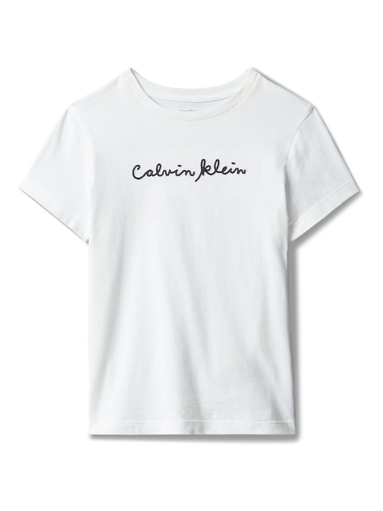 Calvin Klein Jeans White Slim Logo T-Shirt - Image 2 of 2