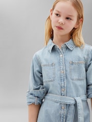 Calvin Klein Jeans Blue Belted Denim Shirt Dress - Image 1 of 4