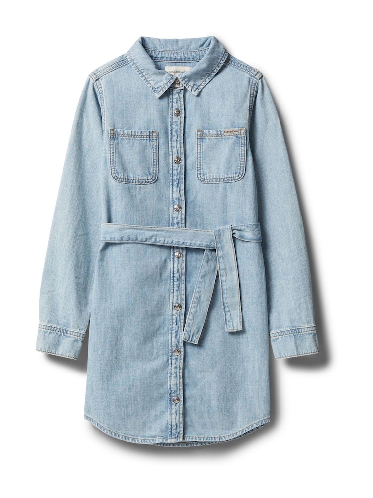 Calvin Klein Jeans Blue Belted Denim Shirt Dress - Image 4 of 4 Calvin Klein Jeans Blue Belted Denim Shirt Dress - Image 4 of 4