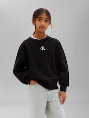 Calvin Klein Jeans Black Signature Logo Sweatshirt - Image 1 of 4