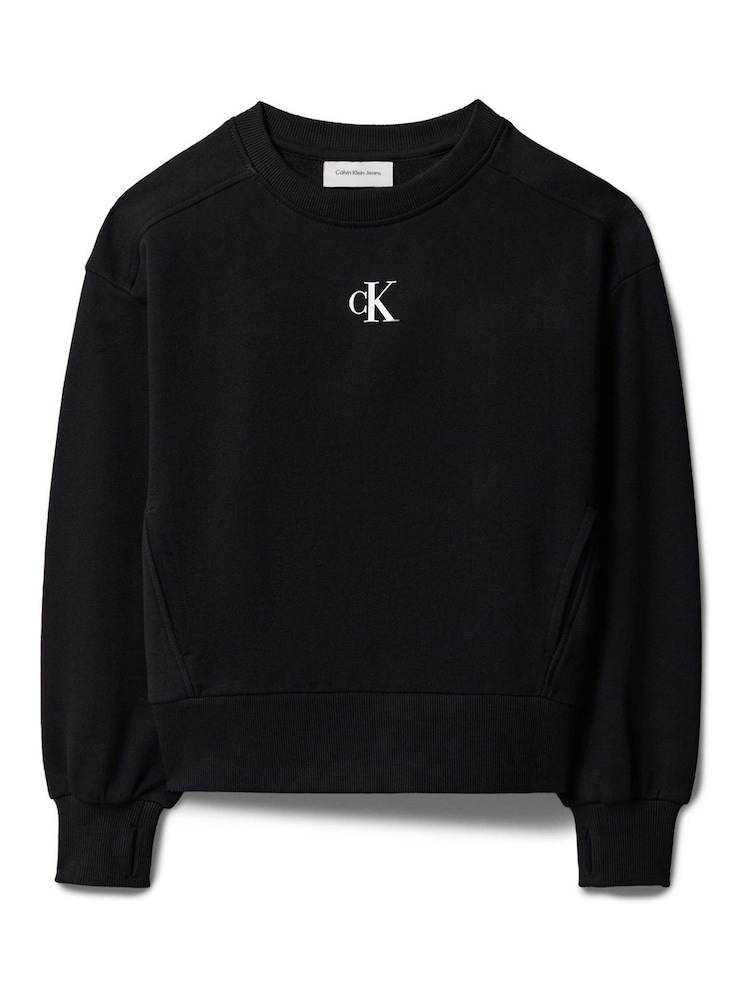 Calvin Klein Jeans Black Signature Logo Sweatshirt - Image 4 of 4