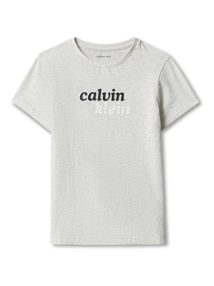 Calvin Klein Jeans Grey Slim Logo T-Shirt - Image 4 of 4