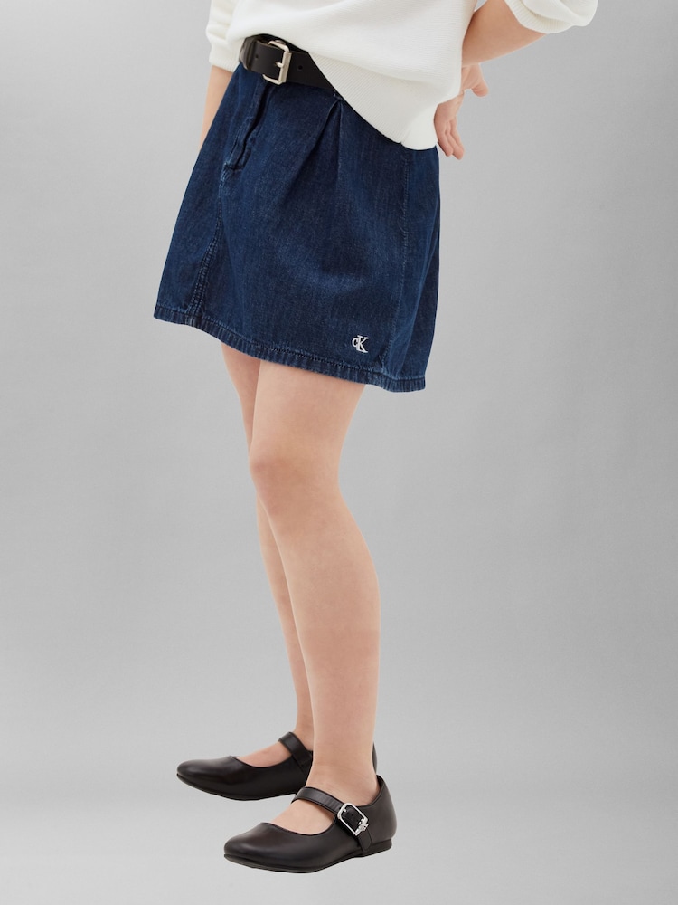 Calvin Klein Jeans Blue Pleated Denim Skirt - Image 1 of 5