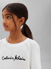 Calvin Klein Jeans White Chunky Knit Jumper - Image 4 of 5