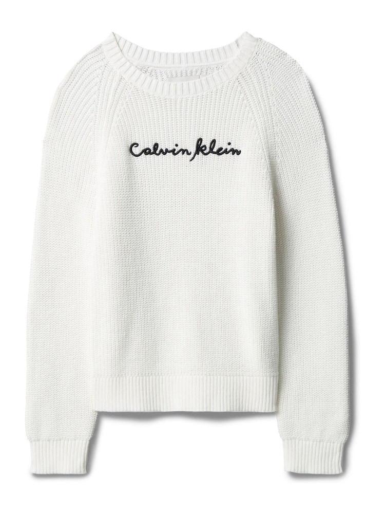 Calvin Klein Jeans White Chunky Knit Jumper - Image 5 of 5