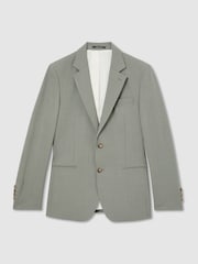 Reiss Sage Green Grain Tailored Fit Wool-Blend Single-Breasted Suit Blazer - Image 2 of 10