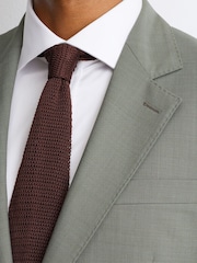 Reiss Sage Green Grain Tailored Fit Wool-Blend Single-Breasted Suit Blazer - Image 5 of 10