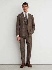 Reiss White/Brown Stripe Titan Cotton Pinstripe Spread-Collar Shirt Regular-Fit - Image 4 of 7