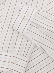 Reiss White/Brown Stripe Titan Cotton Pinstripe Spread-Collar Shirt Regular-Fit - Image 7 of 7