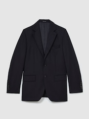 Reiss Navy Success Classic Fit Wool Single-Breasted Shadow-Stripe Suit Blazer - Image 2 of 10