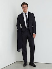 Reiss Navy Success Classic Fit Wool Single-Breasted Shadow-Stripe Suit Blazer - Image 3 of 10