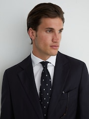 Reiss Navy Success Classic Fit Wool Single-Breasted Shadow-Stripe Suit Blazer - Image 5 of 10