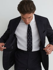 Reiss Navy Success Classic Fit Wool Single-Breasted Shadow-Stripe Suit Blazer - Image 7 of 10
