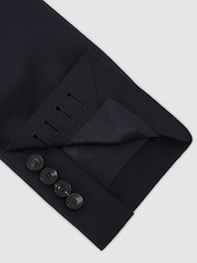 Reiss Navy Success Classic Fit Wool Single-Breasted Shadow-Stripe Suit Blazer - Image 8 of 10