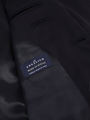 Reiss Navy Success Classic Fit Wool Single-Breasted Shadow-Stripe Suit Blazer - Image 9 of 10