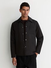 Reiss Black Raider Lightly-Padded Patch-Pocket Overshirt - Image 1 of 8