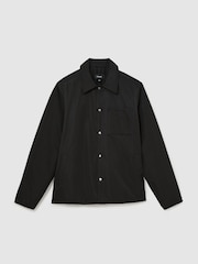 Reiss Black Raider Lightly-Padded Patch-Pocket Overshirt - Image 2 of 8