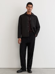 Reiss Black Raider Lightly-Padded Patch-Pocket Overshirt - Image 6 of 8