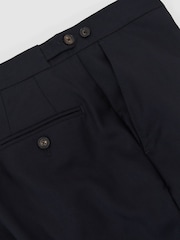 Reiss Navy Success Classic Fit Wool Shadow-Stripe Suit Trousers - Image 7 of 7