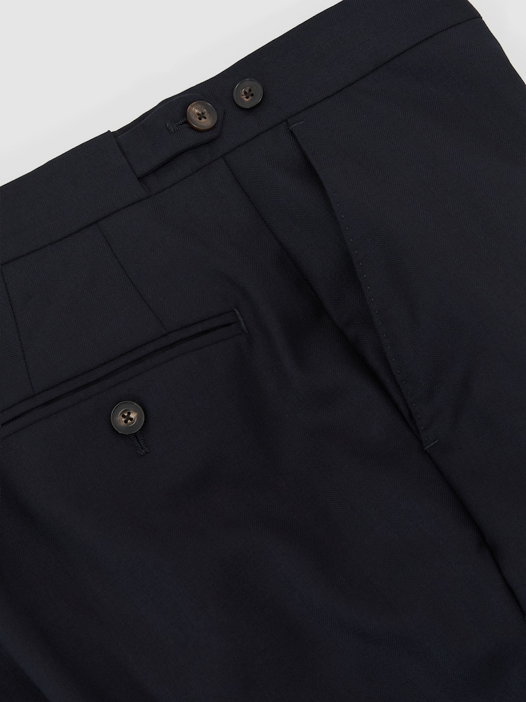 Reiss Navy Success Classic Fit Wool Shadow-Stripe Suit Trousers - Image 7 of 7 Reiss Navy Success Classic Fit Wool Shadow-Stripe Suit Trousers - Image 7 of 7