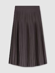 Reiss Mauve Savannah Petite Satin Pleated Midi Skirt - Image 2 of 6