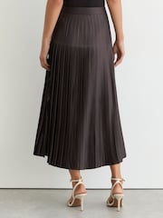 Reiss Mauve Savannah Petite Satin Pleated Midi Skirt - Image 5 of 6
