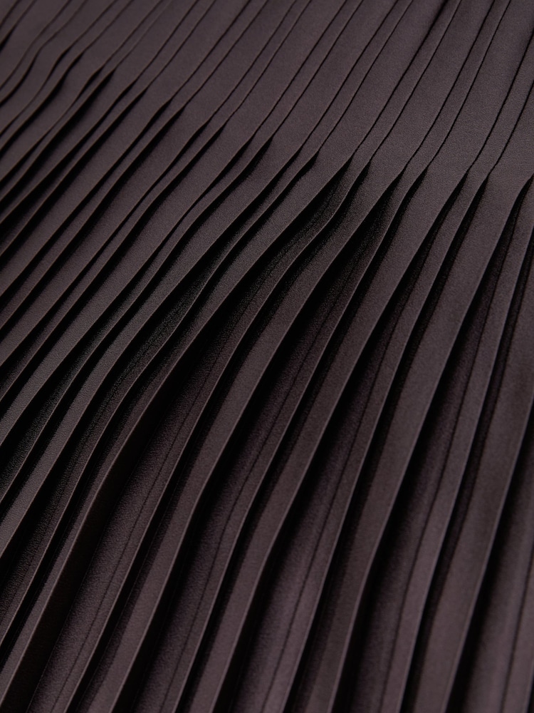 Reiss Mauve Savannah Petite Satin Pleated Midi Skirt - Image 6 of 6