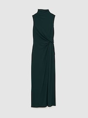 Vert bleu sarcelle - Robe longue sans manches à détails drapés Reiss Dylan - Image 2 de 9