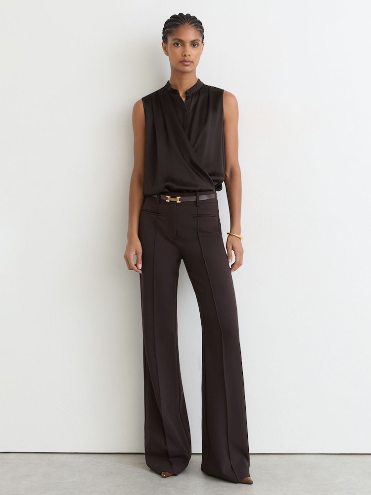 Reiss Dark Grey Gia Silk Draped Sleeveless Top - Image 1 of 6 Reiss Dark Grey Gia Silk Draped Sleeveless Top - Image 1 of 6