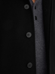 Reiss Black Mccullough Wool-Blend Single-Breasted Raglan Overcoat - Image 3 of 7