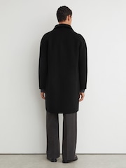 Reiss Black Mccullough Wool-Blend Single-Breasted Raglan Overcoat - Image 6 of 7