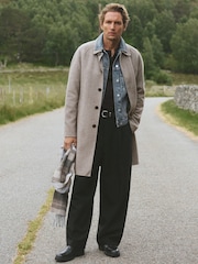 Reiss Stone Check Morpeth Wool-Blend Check Single-Breasted Overcoat - Image 1 of 11