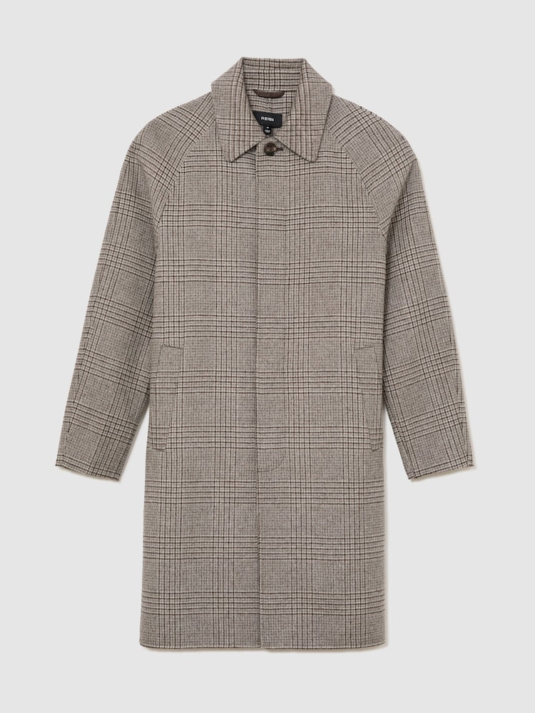 Reiss Stone Check Morpeth Wool-Blend Check Single-Breasted Overcoat - Image 2 of 11 Reiss Stone Check Morpeth Wool-Blend Check Single-Breasted Overcoat - Image 2 of 11