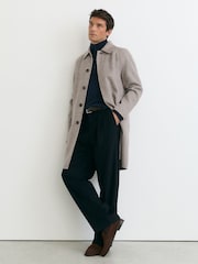 Reiss Stone Check Morpeth Wool-Blend Check Single-Breasted Overcoat - Image 4 of 11
