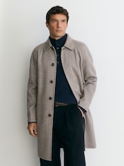 Reiss Stone Check Morpeth Wool-Blend Check Single-Breasted Overcoat - Image 9 of 11