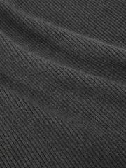 Reiss Charcoal Grey Lara Off-The-Shoulder Ribbed Midi Dress - Image 6 of 6