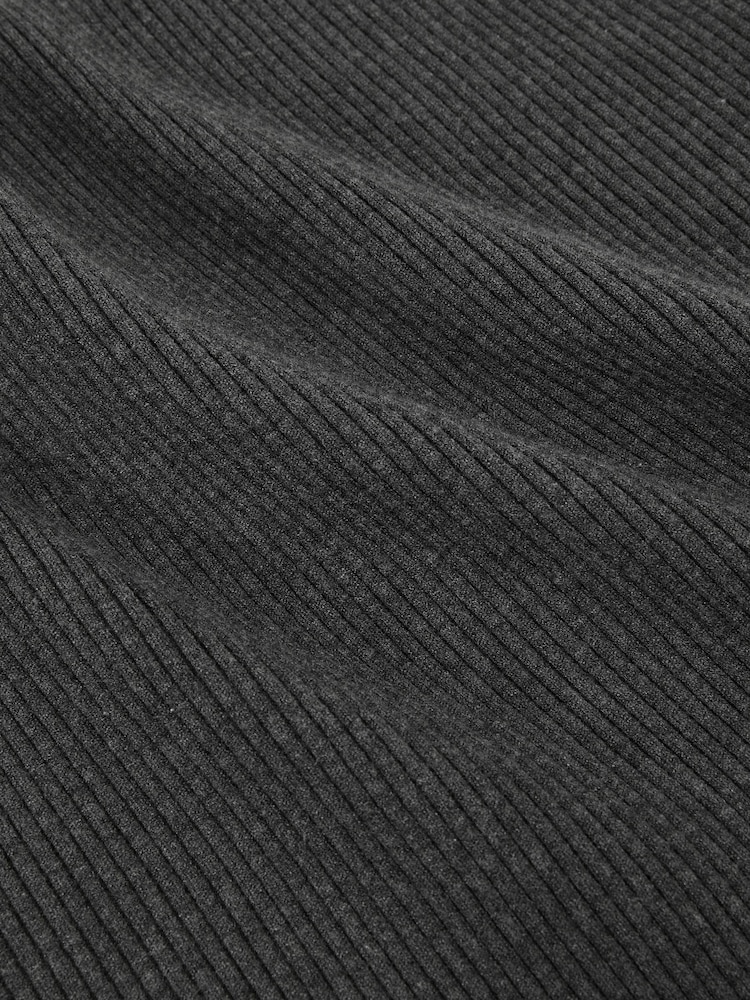 Reiss Charcoal Grey Lara Off-The-Shoulder Ribbed Midi Dress - Image 6 of 6 Reiss Charcoal Grey Lara Off-The-Shoulder Ribbed Midi Dress - Image 6 of 6