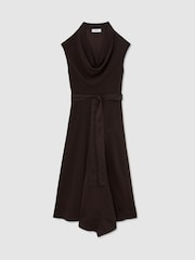Reiss Grape Burgundy Justine Cowl-Neck Tie-Waist Midi Dress - Image 2 of 8