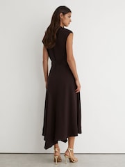 Reiss Grape Burgundy Justine Cowl-Neck Tie-Waist Midi Dress - Image 7 of 8