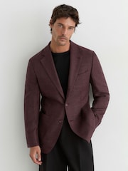 Reiss Bordeaux Aristocrat Wool Hopsack Single-Breasted Blazer Tailored-Fit - Image 1 of 8