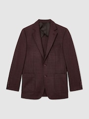 Reiss Bordeaux Aristocrat Wool Hopsack Single-Breasted Blazer Tailored-Fit - Image 2 of 8