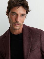 Reiss Bordeaux Aristocrat Wool Hopsack Single-Breasted Blazer Tailored-Fit - Image 3 of 8
