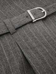 Reiss Grey Astrid Wool Pinstripe Belted Pencil Skirt - Image 9 of 9